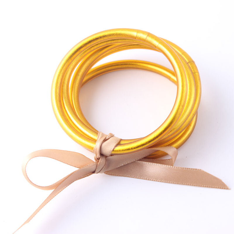 Wholesale Gold Foil Braided PVC Silicone Tube Bracelet